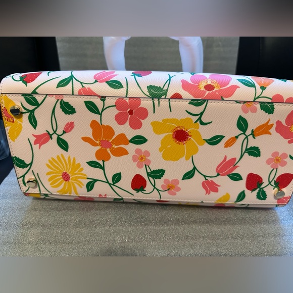 Kate Spade Madison Strawberry Garden Printed Medium Satchel, Pink Multi - Picture 7 of 14